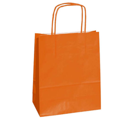 Immagine di 25 SHOPPERS CARTA KRAFT 22X10X29CM TWISTED ARANCIO [037306]