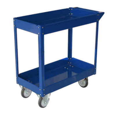 Immagine di CARRELLO C-RUOTE IN ACCIAIO VERNICIATO BLU 2 RIPIANI 84X41cm H 82cm [TC4102]