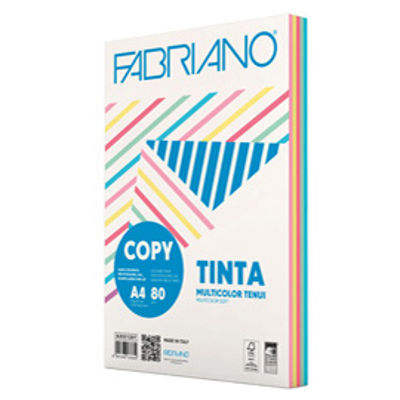 Immagine di Carta Copy Tinta Multicolor - A4 - 80 gr - mix 5 colori tenui - Fabriano - conf. 250 fogli [62521297]