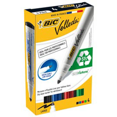 Immagine di SC. 4 PENNARELLI BIC Whiteboard Marker Velleda 1701 ASS. BIC [904941]