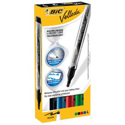 Immagine di ASTUCCIO 4 MARCATORI P.TONDA Whiteboard VELLEDA Liquid Ink Pocket BIC [902094]