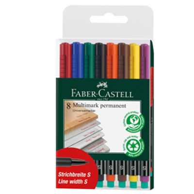 Immagine di BUSTA 8 COLORI PENNARELLO MULTIMARK 0,4mm SUPERFINE FABER-CASTELL [152309]