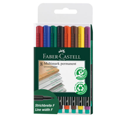 Immagine di BUSTA 8 COLORI PENNARELLO MULTIMARK 0,6mm FINE FABER-CASTELL [151309]