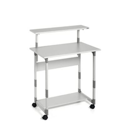 Immagine di Pc Workstation System 80 VH - 80x56,4x92/122 cm - 3 ripiani - con ruote - grigio - Durable [3718-10]