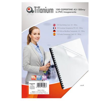 Immagine di 100 COPERTINE A3 PVC TRASPARENTE 180my TiTanium [PVC118-3SL]