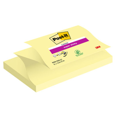 Immagine di Blocco Post It Super Sticky Z Notes - giallo Canary - 76 x 127mm - 90 fogli - Post It [R350-12SS-CY]