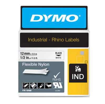 Immagine di Nastro Rhino 18488 - 12 mm x 3,5 mt - nylon flessibile - nero/bianco - Dymo [18488]