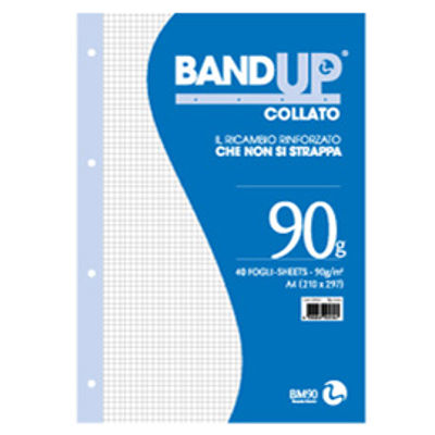 Immagine di Blocco collato BandUp - fori rinforzati - A4 - quadretto 4mm - 40 fogli - 90gr - BM [0106435]