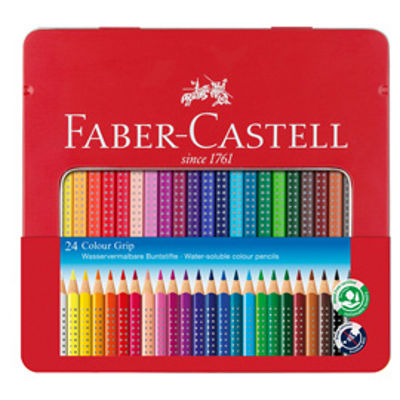 Immagine di Matite colorate Colour Grip - acquerellabili - Faber Castell - astuccio in metallo 24 pezzi [112423]