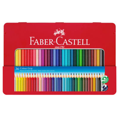 Immagine di Astuccio metallo 36 pastelli colorati Color Grip - acquerellabili - Faber Castell [112435]