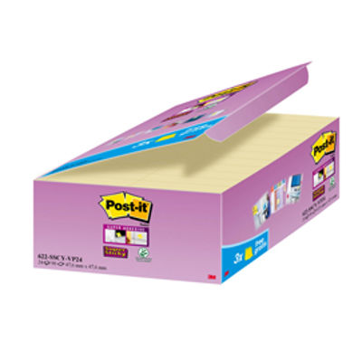 Immagine di Blocco foglietti Post It Super Sticky giallo Canary - 47,6 x 47,6mm - 90 fogli - Post It - conf. 24 blocchi [29825]