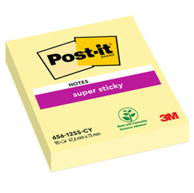 Immagine di Blocco foglietti Post It Super Sticky giallo Canary - 47,6 x 76mm - 90 fogli - Post It [656-12SSCY-EU]