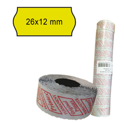 Immagine di PACK 10 ROTOLI 1000 ETICH. 26x12mm ONDA GIALLO PERM. Printex [2612sfr10gi]