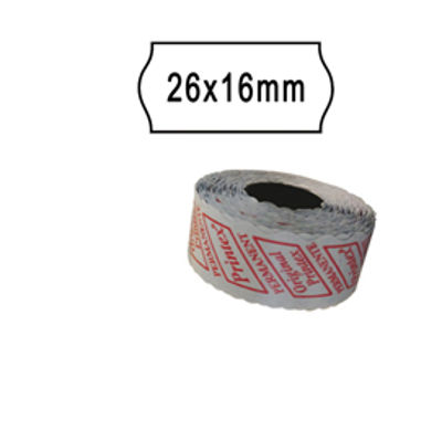 Immagine di PACK 10 ROTOLI 1000 ETICH. 26x16mm ONDA BIANCO PERM. Printex [2616SBP7]