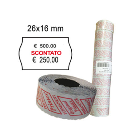 Immagine di Rotolo da 1000 etichette a onda per Printex Smart 16/2616 - SCONTATO - 26x16 mm - adesivo permanente - bianco - Printex - pack 10 rotoli [2616sbp10st]