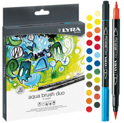 Immagine di Pennarelli Aqua Brush Duo - punte 2,00 - 4,00 mm - Lyra - astuccio 24 pezzi [L6521240]