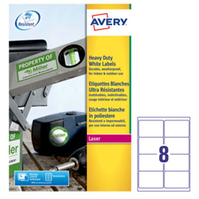 Immagine di Poliestere adesivo l4715 bianco 20fg A4 99,1x67,7mm (8et/fg) laser avery [L4715-20]