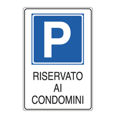 Immagine di CARTELLO ALLUMINIO 20x30cm 'PARCHEGGIO RISERVATO AI CONDOMINI' [E5621K]