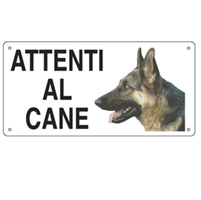 Immagine di Cartello segnalatore - 25x12,5 cm - ATTENTI AL CANE - alluminio - Cartelli Segnalatori [8505]