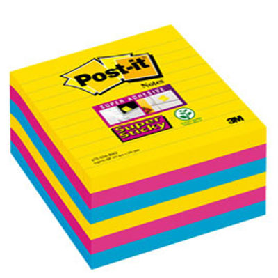 Immagine di BLOCCO 90foglietti Post-it® Super Sticky 101x101mm righe 675-SS6-RIO COL. RIO [OFF5103]