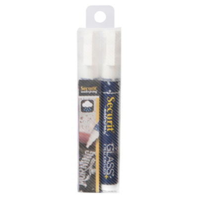 Immagine di BLISTER 2 MARCATORI A GESSO LIQUIDO Waterproof BIANCO 2-6mm Securit [SMA610-V2-WT]