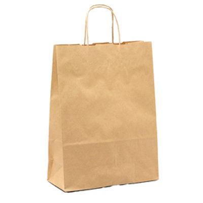 Immagine di 25 SHOPPERS CARTA BIOKRAFT 18X7X24 CM NEUTRO CORDINO AVANA [072147]