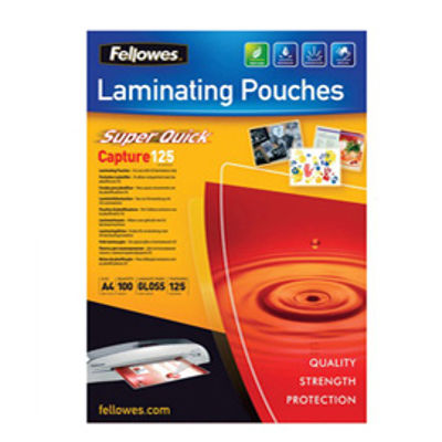 Immagine di Pouches Capture125 Superquick - A4 - 216x303 mm - 2x125 micron - Fellowes - scatola 100 pezzi [5440101]