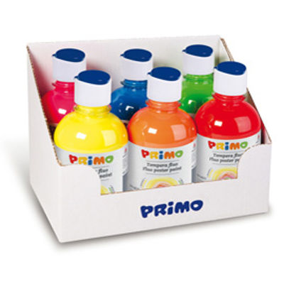 Immagine di Scatola 6 tempera - 300ml - colori fluo assortiti - Primo [255TF6ASS]