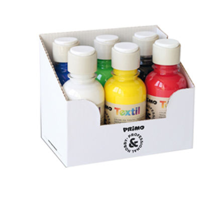 Immagine di BOX 6 COLORI ASSORTITI 300ml PER TESSUTI PRIMO [410TX125ASS]