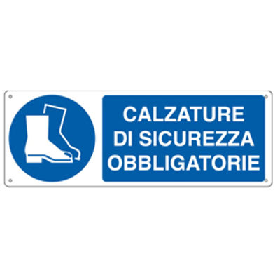 Immagine di CARTELLO ALLUMINIO 35x12,5cm 'Calzatura di sicurezza obbligatoria" [E1905K]