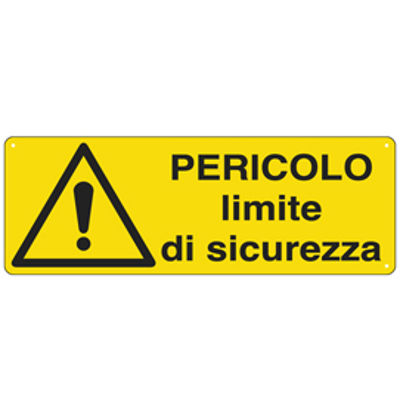 Immagine di Cartello segnalatore - 35x12,5 cm - PERICOLO LIMITE DI SICUREZZA - alluminio - Cartelli Segnalatori [E1780K]