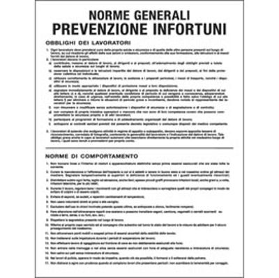 Immagine di Cartello segnalatore - 50x67 cm - NORME GENERALI PREVENZIONE INFORTUNI - polionda - Cartelli Segnalatori [PO5031]