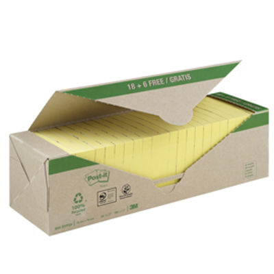 Immagine di VALUE PACK 24 BLOCCO 100fg Post-it® CARTA RICICLATA GIALLO 76X76MM 654-RYP24 [6521]