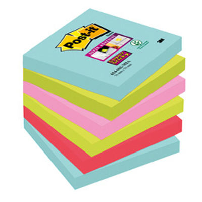 Immagine di CF.6 BLOCCO 90foglietti Post-it Super Sticky 76x76mm 654-6SS-MIA COLORI MIAMI [6390]