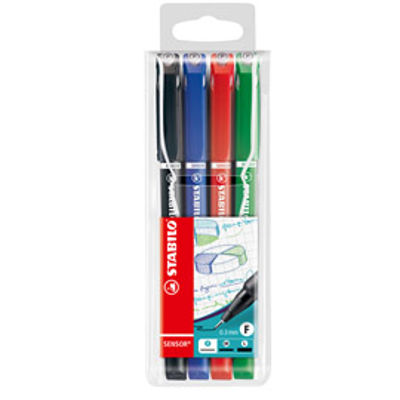 Immagine di Fineliner Stabilo Sensor - tratto 0,3mm - 4 colori assortiti - Stabilo - conf. 4 pezzi [189/4]