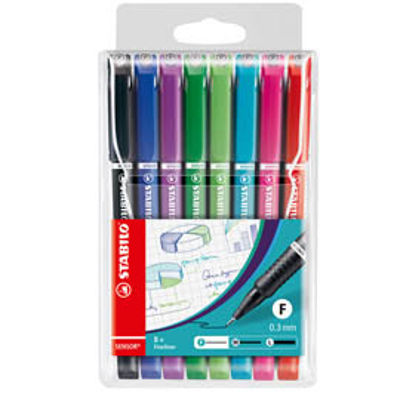 Immagine di Fineliner Stabilo Sensor - tratto 0,3mm - 8 colori assortiti - Stabilo - conf. 8 pezzi [189/8]