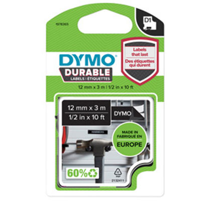 Immagine di NASTRO DYMO TIPO D1 DURABLE (12MMX3MT) BIANCO/NERO 1978365 [1978365]