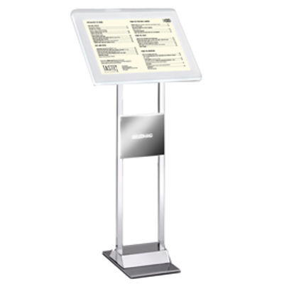 Immagine di Leggio da pavimento Menu Board LEDMAG - cornice A4 retroilluminata a LED - altezza 110 cm - Tecnostyl [LDM-204]