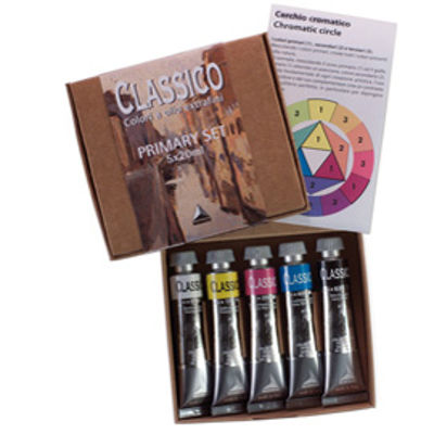 Immagine di Colori a olio extrafini Primary Set - 20 ml - colori primari (nero, bianco inclusi) - Maimeri - set 5 pezzi [M0398049]