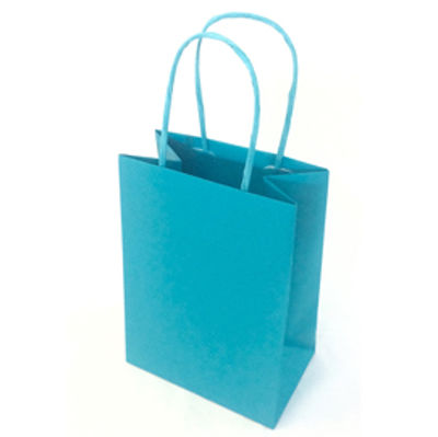 Immagine di Shopper in carta - maniglie cordino - turchese - 14  x 9 x 20 cm - conf. 25 shoppers [079788]