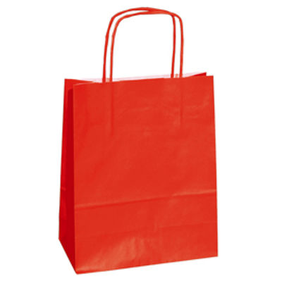 Immagine di 25 shoppers carta kraft 14x9x20cm twisted rosso [078330]