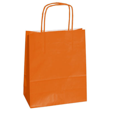 Immagine di 25 shoppers carta kraft 14x9x20cm twisted arancio [079795]