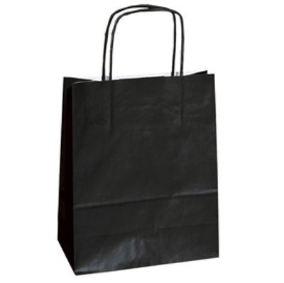 Immagine di Shoppers in carta - maniglie cordino - nero - 14 x 9 x 20cm - conf. 25 shoppers [078361]