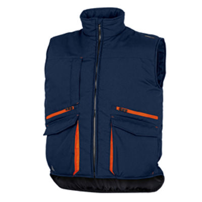 Immagine di Gilet imbottito Sierra 2 - tela/poliestere/cotone foderato - taglia L - blu/arancio - Deltaplus [SIER2MOGT]