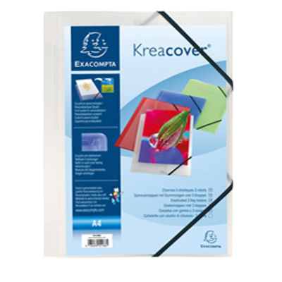 Immagine di Cartella personalizzabile Kreacover  - con elastico - PP - 24x32 cm - bianco trasparente - Exacompta [55188E]