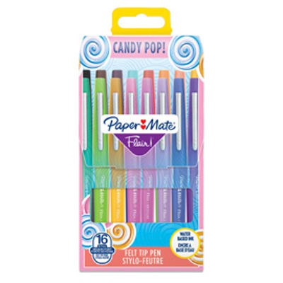 Immagine di Pennarello Flair Nylon punta feltro - punta 1,10mm - colori assortiti Candy Pop - Papermate - conf.16 pezzi [2061395]