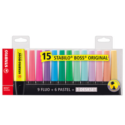 Immagine di STABILO BOSS ORIGINAL deskset da 15 colori ass. [7015/01]