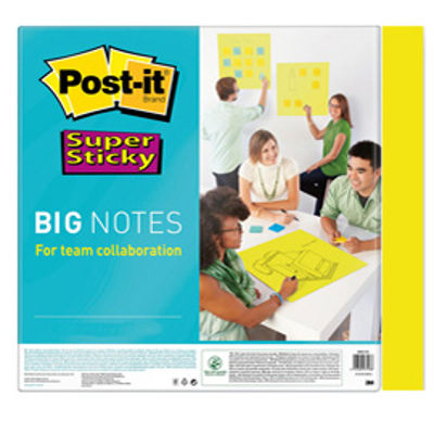 Immagine di Blocco di fogli Super Sticky Big Notes - BN11-EU - 279 x 279 mm - giallo neon - 30 fogli - Post-it [28649]