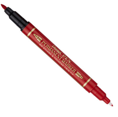 Immagine di Marcatore permanente Twin tip - doppia punta fine-extra fine - rosso - Pentel [N75W-BE]