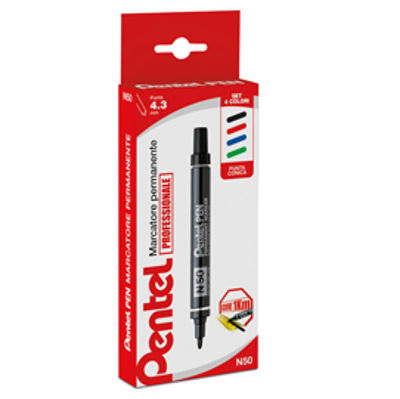 Immagine di Astuccio marcatore Pentel pen N50 4 colori assortiti punta tonda [0050503]